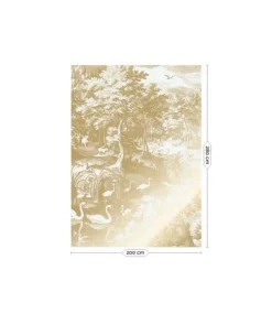 Goud Engraved landschappen behang off-white MW-101 200x280cm