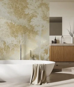 Goud Engraved landschappen behang zand MW-157 400x280cm