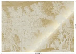 Goud Engraved landschappen behang zand MW-157 400x280cm