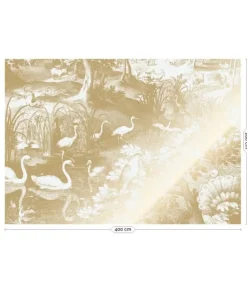 Goud Engraved landschappen behang off-white MW-103 400x280cm