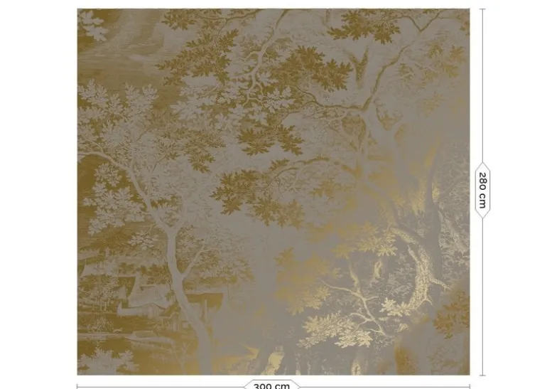 Goud Engraved landschappen behang grijs MW-174 300x280cm