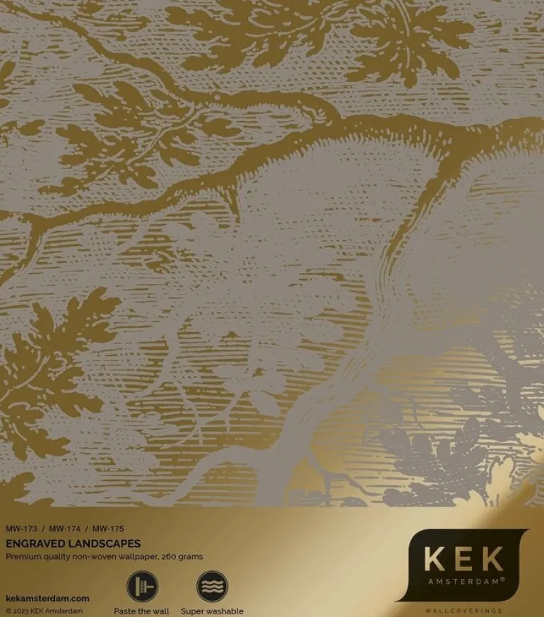 Goud Engraved landschappen behang grijs MW-174 300x280cm