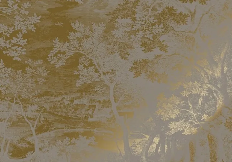 Goud Engraved landschappen behang grijs MW-173 200x280cm