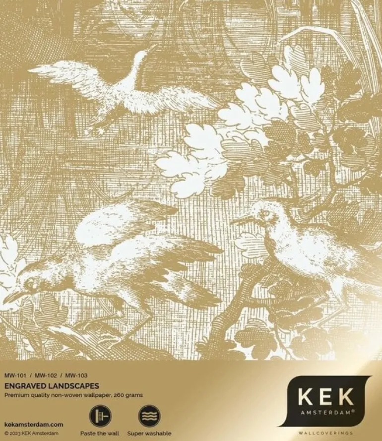 Goud Engraved landschappen behang off-white MW-102 300x280cm