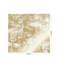 Goud Engraved landschappen behang off-white MW-102 300x280cm