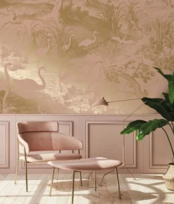 Goud Engraved landschappen behang nude MW-108 300x280cm