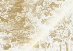 Goud Engraved landschappen behang off-white MW-164 200x280cm