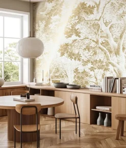 Goud Engraved landschappen behang off-white MW-164 200x280cm