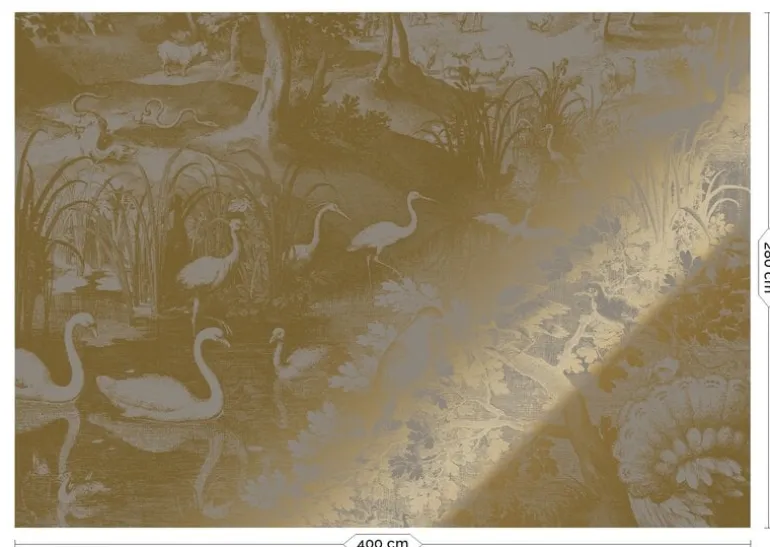 Goud Engraved landschappen behang grijs MW-112 400x280cm