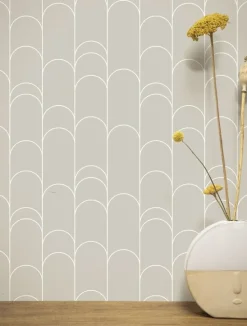 Grafische lijnen behang 100x280cm beige WP-737