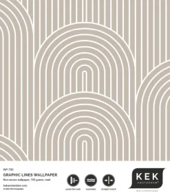 Grafische lijnen behang 100x280cm zand WP-735