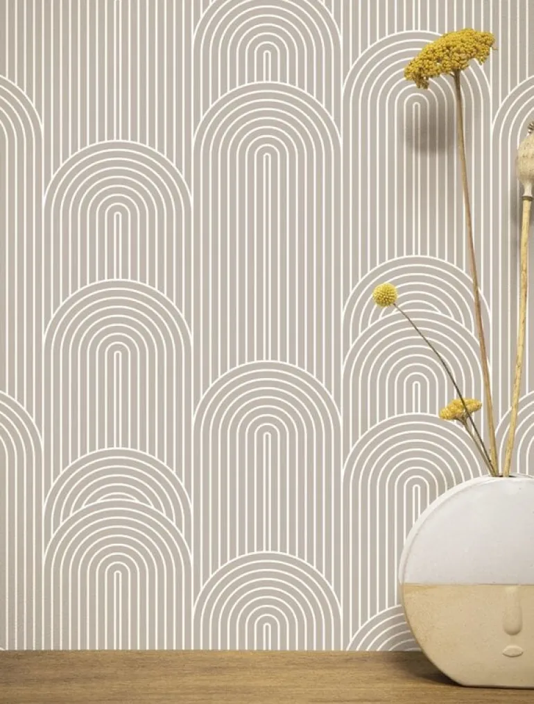 Grafische lijnen behang 100x280cm zand WP-735