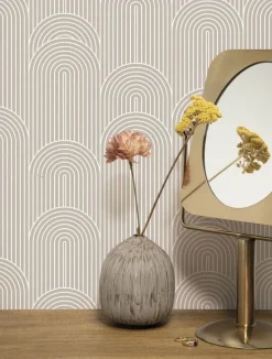 Grafische lijnen behang 100x280cm zand WP-735