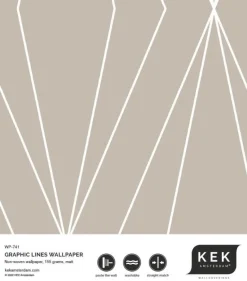 Grafische lijnen behang 100x280cm zand WP-741