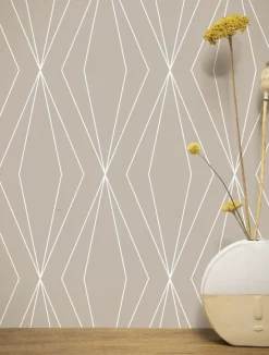 Grafische lijnen behang 100x280cm zand WP-741