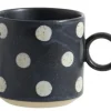 Grainy mokken dots donkerblauw/zand -set van 4 stuks