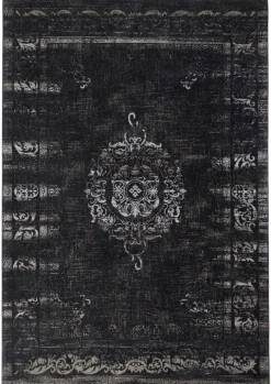 Grand geweven vloerkleed - donkergrijs/zwart 200x290