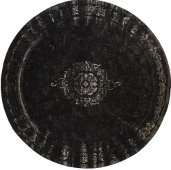 Grand rond vloerkleed donkergrijs/zwart - diameter 240cm