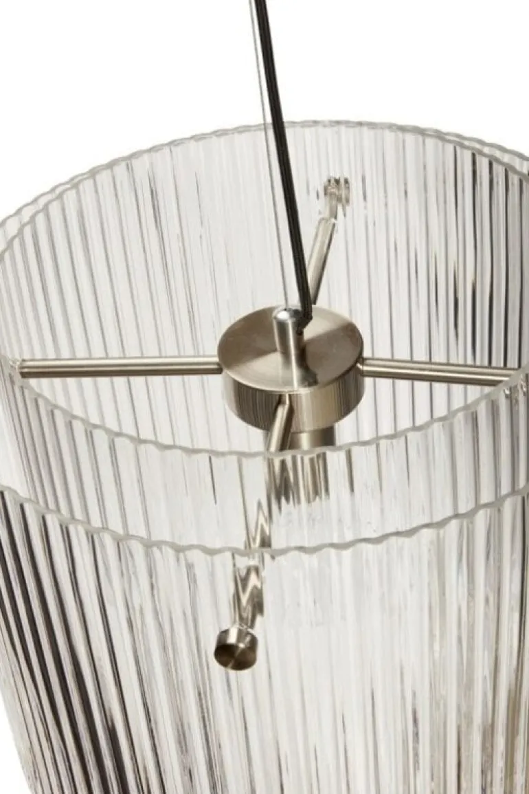 Hanglamp glas/metaal - clear/nickel