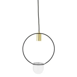 Hanglamp gold finish glas