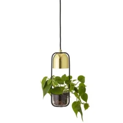 Hanglamp gold finish LED glas