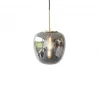 Hanglamp grijs glas met messing detail