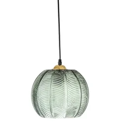 Hanglamp groen glas met motief
