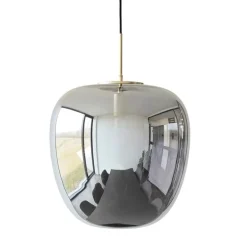 Hanglamp smoke glas met messing detail