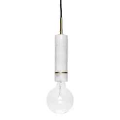 Hanglamp wit marmer met messing detail
