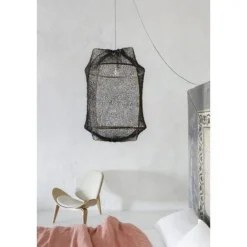 Hanglamp Z2 blond sisal net zwart ø67x100cm