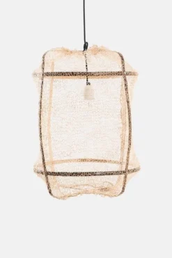 Hanglamp Z5 zwart sisal net tea doek ø42x57cm