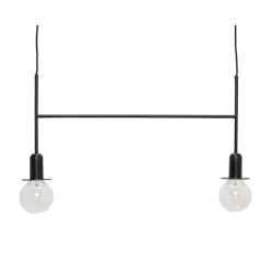 Hanglamp zwart metaal met twee lichtbronnen
