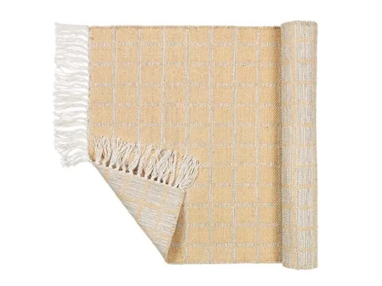 Henny vloerkleed 70x140cm - lichtgrijs/geel