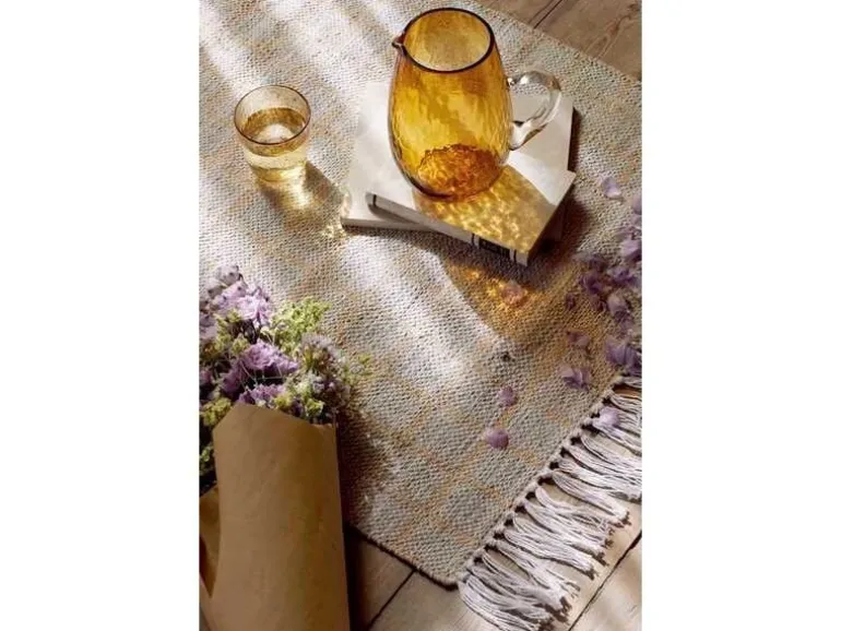 Henny vloerkleed 70x140cm - lichtgrijs/geel