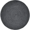 Jute rond vloerkleed - zwart