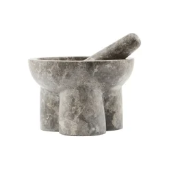 Kulti vijzel met stamper marmer - grijs/bruin