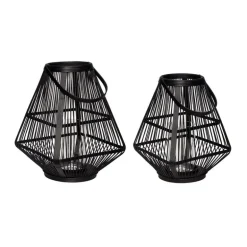 Lantaarns bamboe zwart- set van 2 stuks