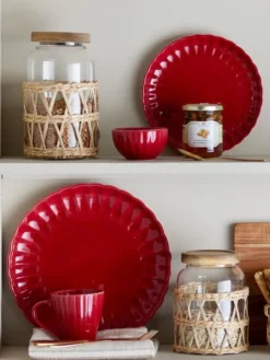 Latina borden Ø20cm rood set van 6 stuks - 82061930