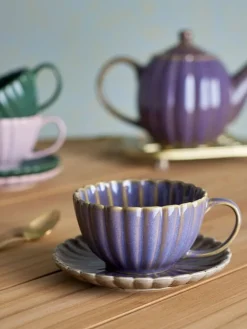 Latina kopjes en schotels paars set van 6 stuks - 82061907