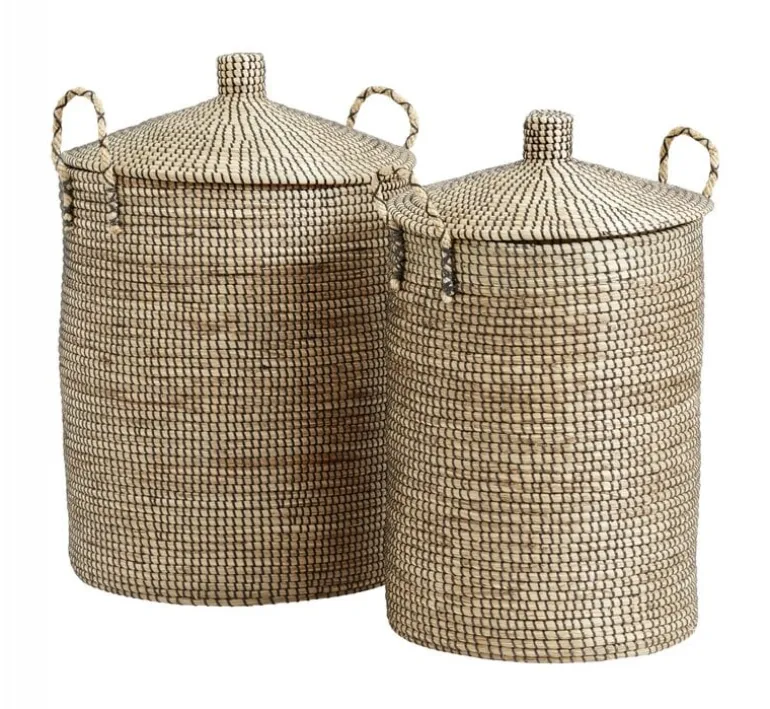 Laudy wasmanden set van 2 stuks - naturel/zwart