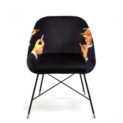 Lipsticks padded stoel zwart - 16046