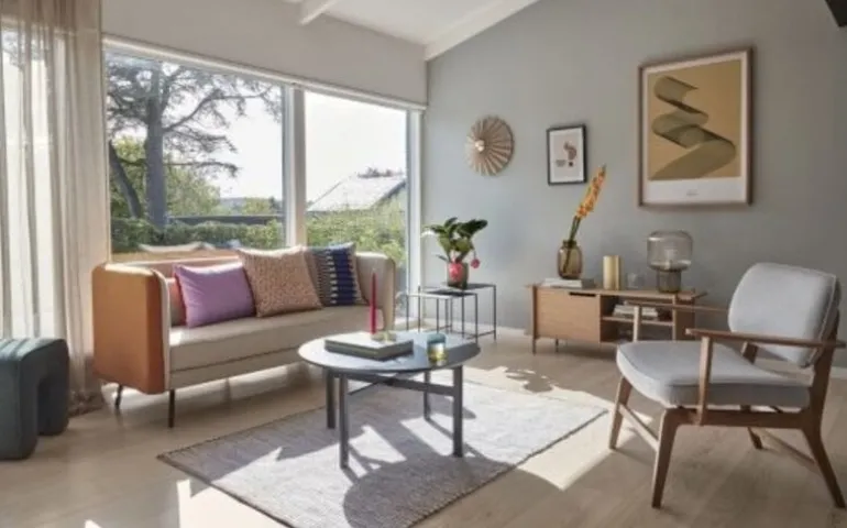 Lounge stoel - naturel/grijs