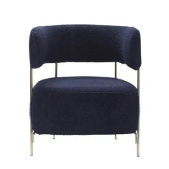 Lounge stoel polyester/metaal - blauw/nickel