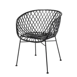 Loungestoel zwart rotan