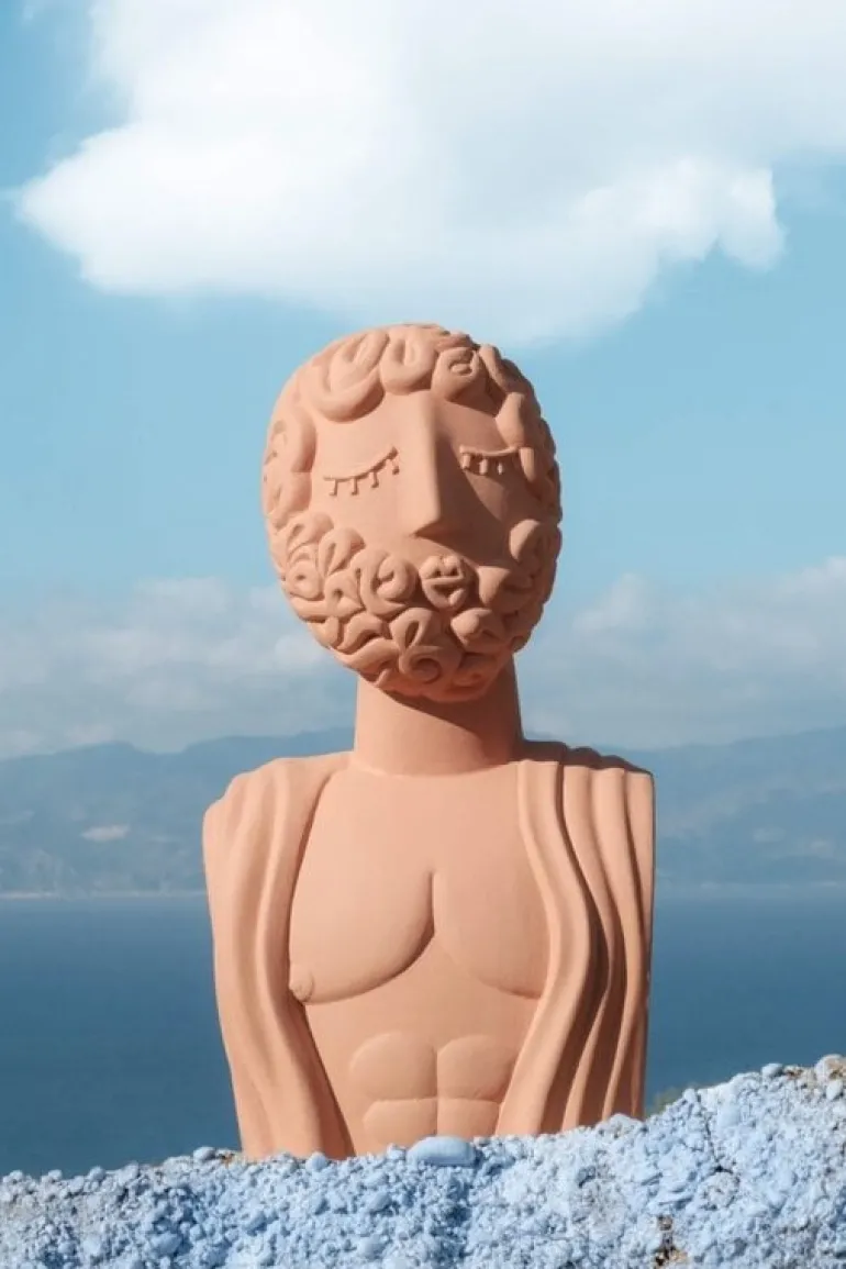 Magna graecia terracotta bust man object - 11512