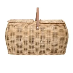 Mand met handvat naturel rotan