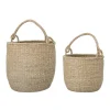 Mand met handvat zeegras- set van 2 stuks