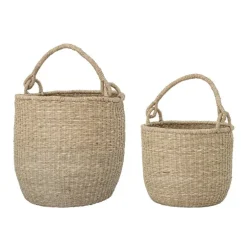 Mand met handvat zeegras- set van 2 stuks