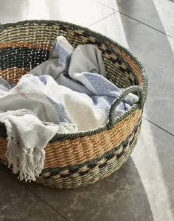 Manden met handvatten - groen set van 2 stuks