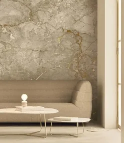 Marmer behang FU-064 - 292,2x280cm goud/beige